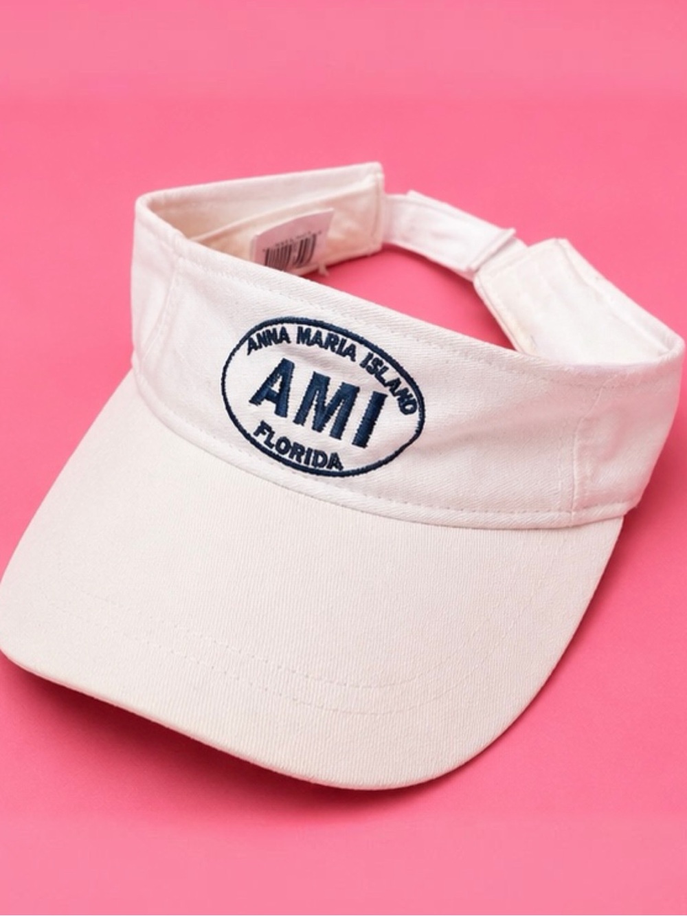 White Visor with Navy AMI Anna Maria Island Logo
